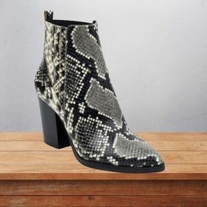 Marc Fisher Alva Bootie Dark Grey Snake Sk…